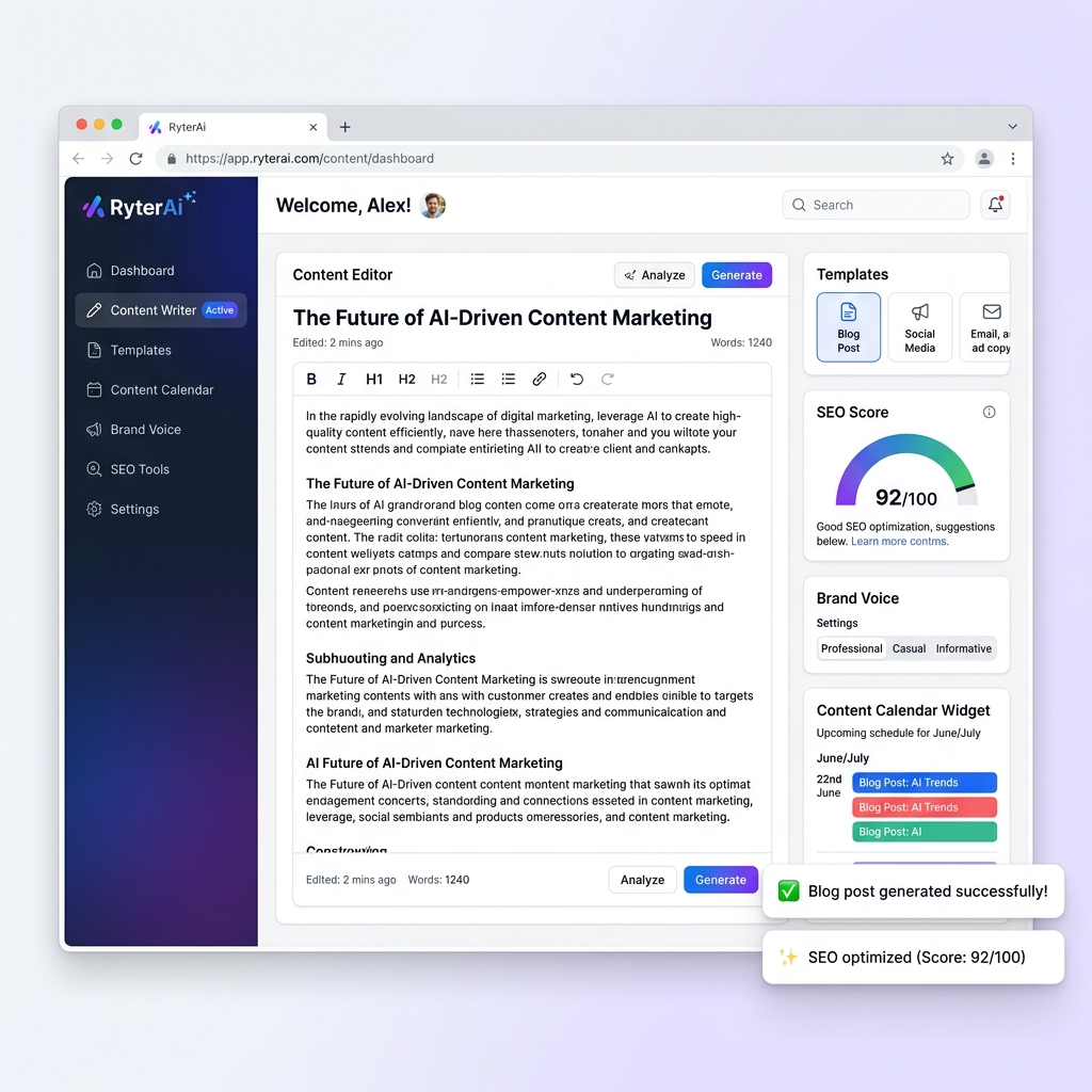 RyterAi AI Content Writing Dashboard